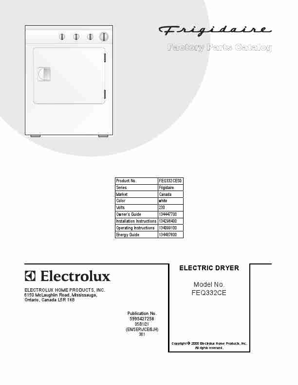 Frigidaire Clothes Dryer Model No  FEQ332CE-page_pdf